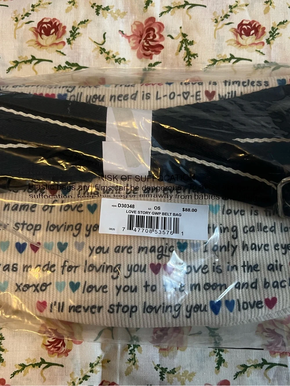 Brighton White Canvas LOVE Story Belt Bag